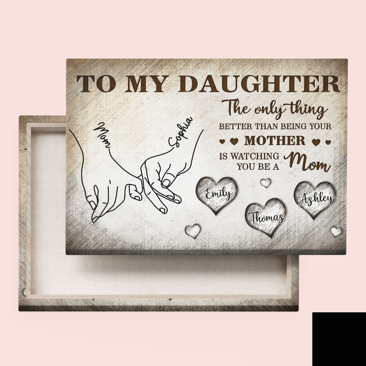 To My Daughter Mom And Daughter Holding Hands Custom Kids Names -Personalized Wall Art, Poster, Canvas- Mother's Day Gift For Daughter