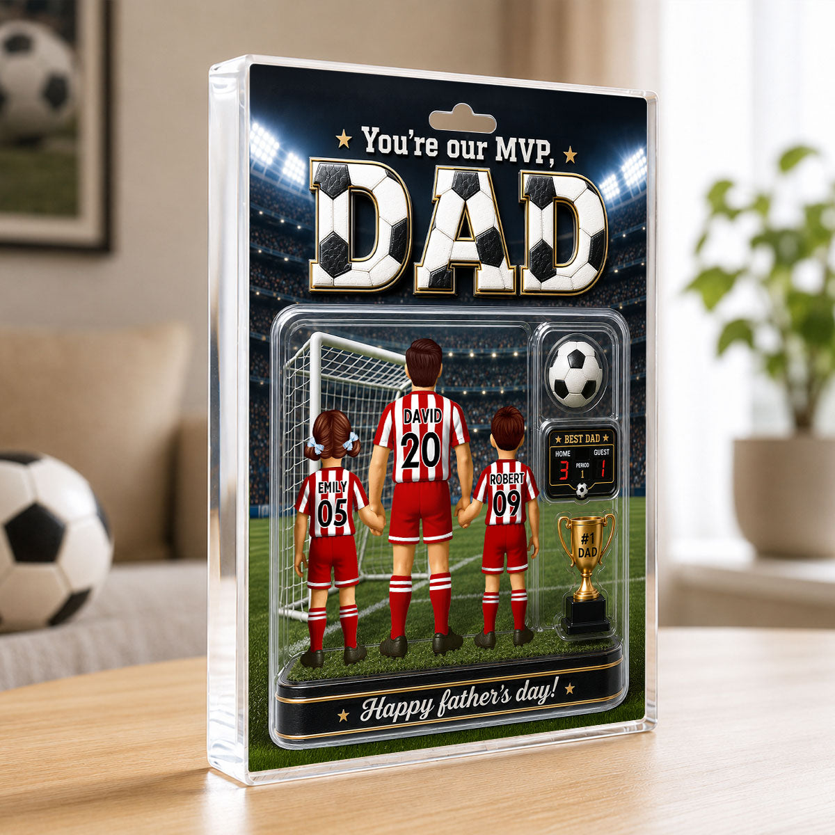 You Are Our MVP Soccer Dad, Custom Action Figure - Personalized Acrylic Block Plaque - Gift for Dad, Husband