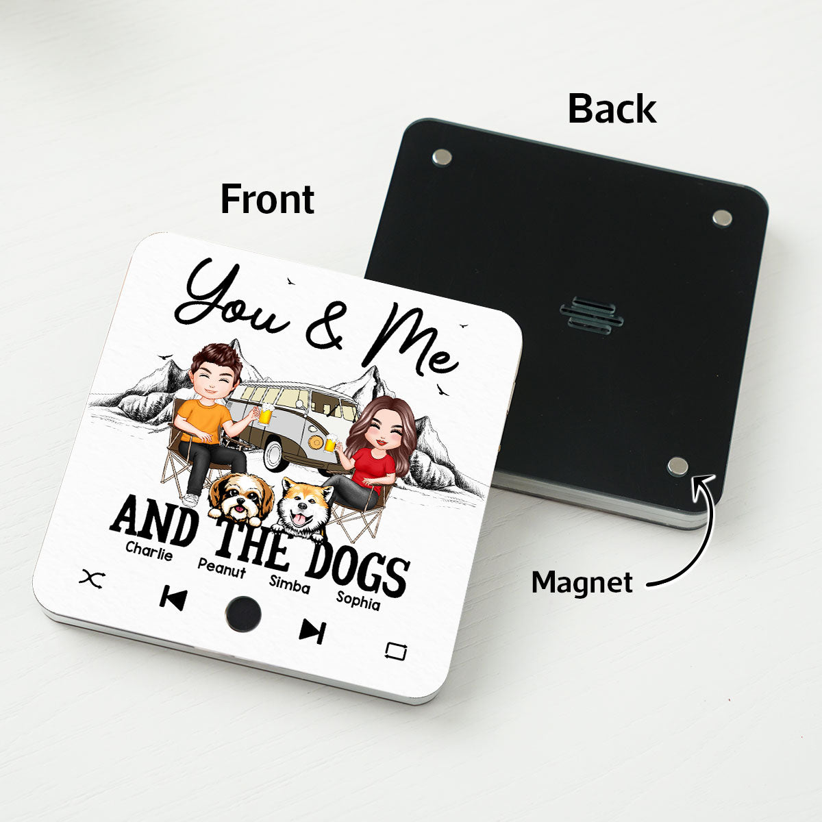 You Me & The Dogs Camping Couple Gift For Camping Lover Personalized Music Fridge Magnet