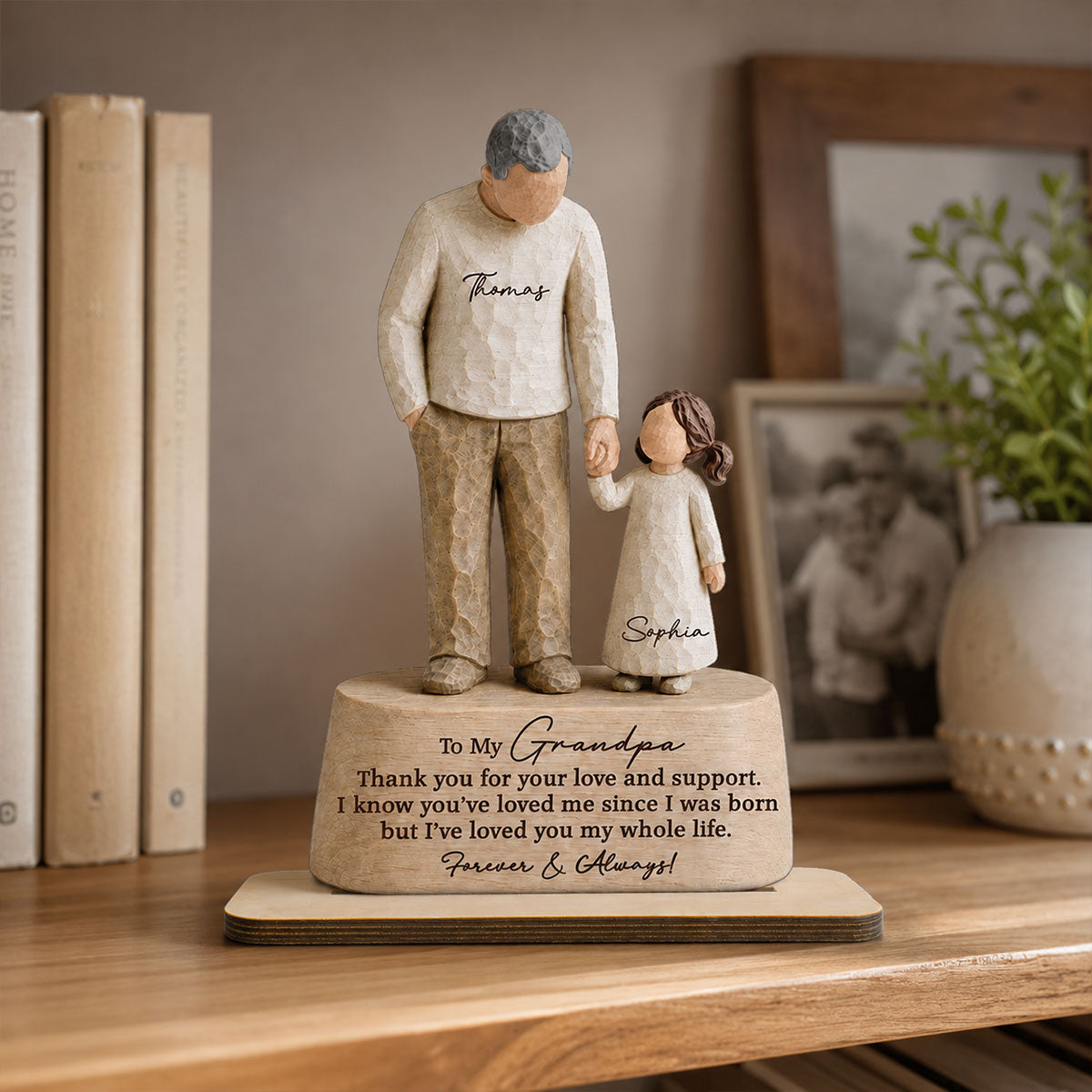 I've Loved You My Whole Life Grandpa & Grandkid 2D Flat Printed - Personalized 2-Layered Wooden Plaque - Sentimental Gift For Grandpa