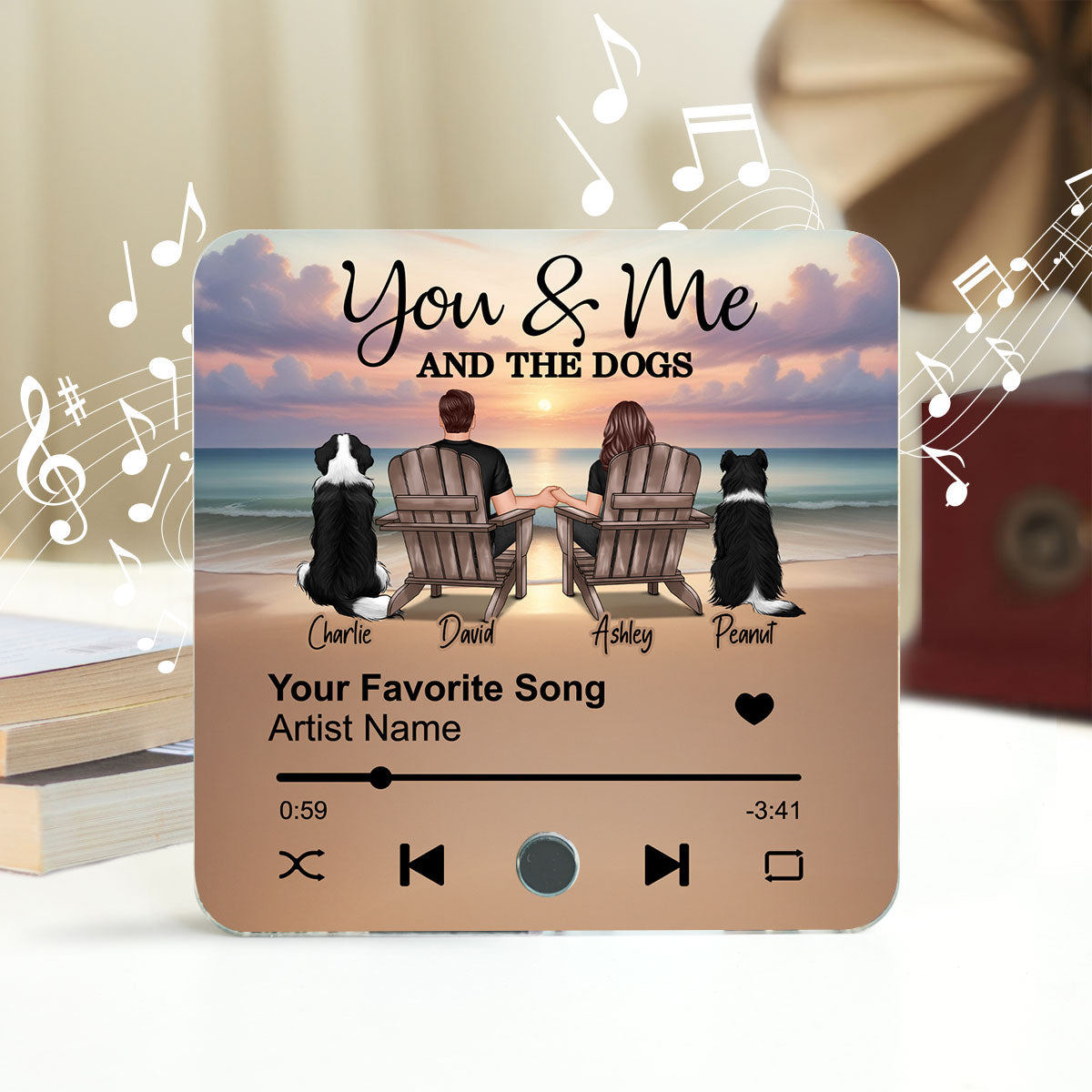 Couple You Me And The Dogs Cats Personalized Music Fridge Magnet, Heartfelt 2025 Gift For Couple, Dog Lovers, Cat Lovers, Pet Lovers