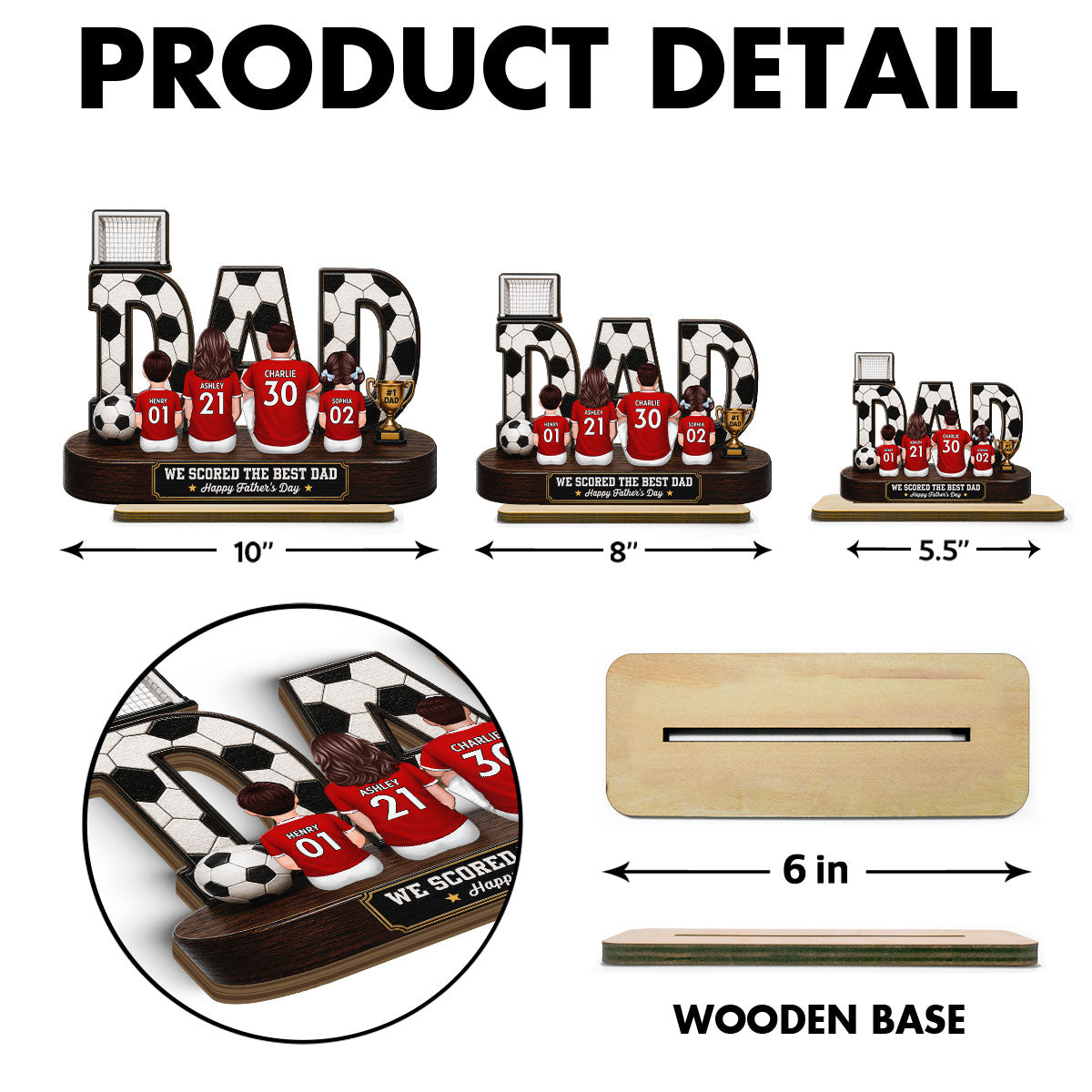 Soccer Family Legend We Scored The Best Dad - Personalized 2-Layered Wooden Plaque - Gift For Dad, Husband, Soccer Lovers