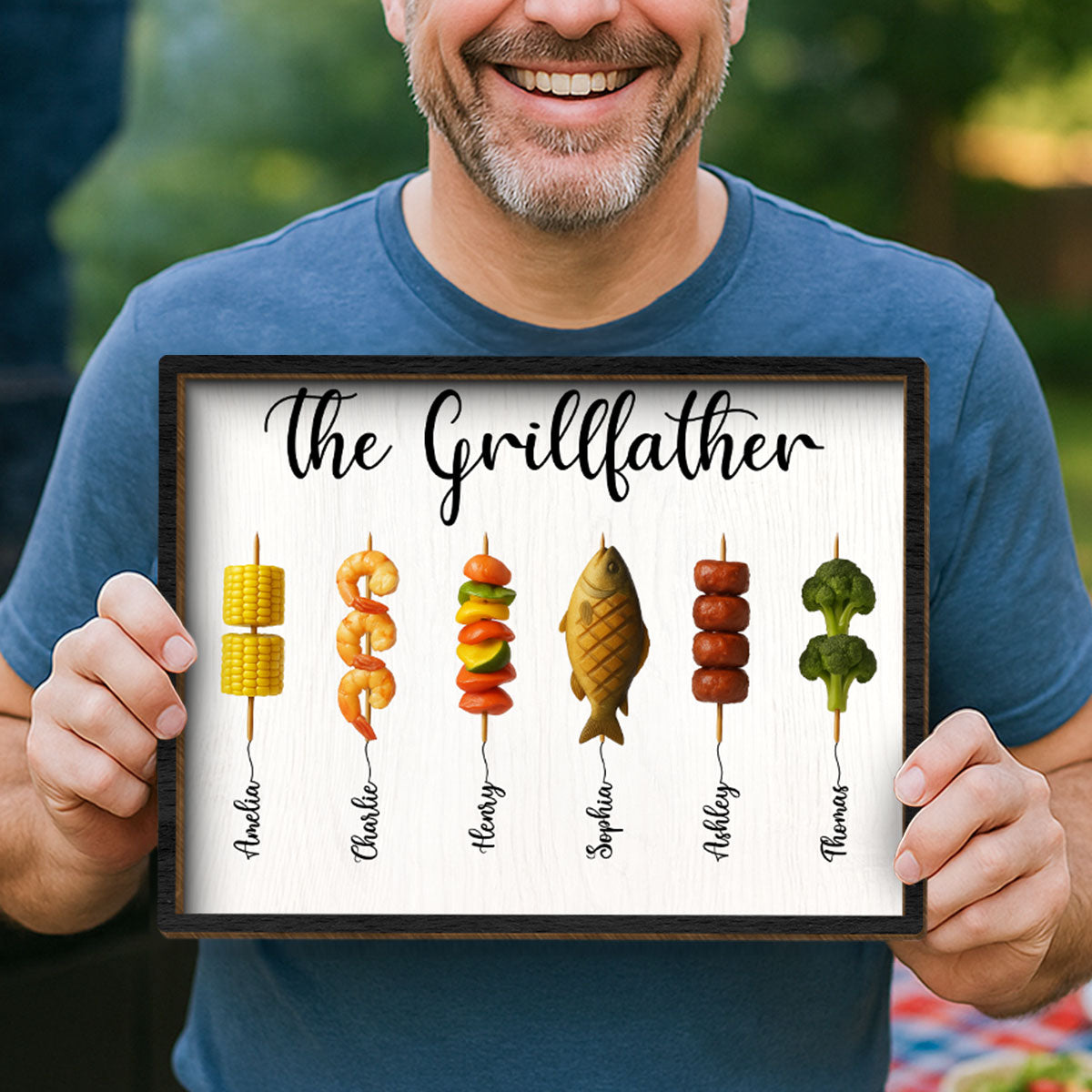 Best Grilling Dad Ever With Kids' Names Personalized 2-Layered Wooden Plaque, Gift For Husband, For Dad, For Grandpa