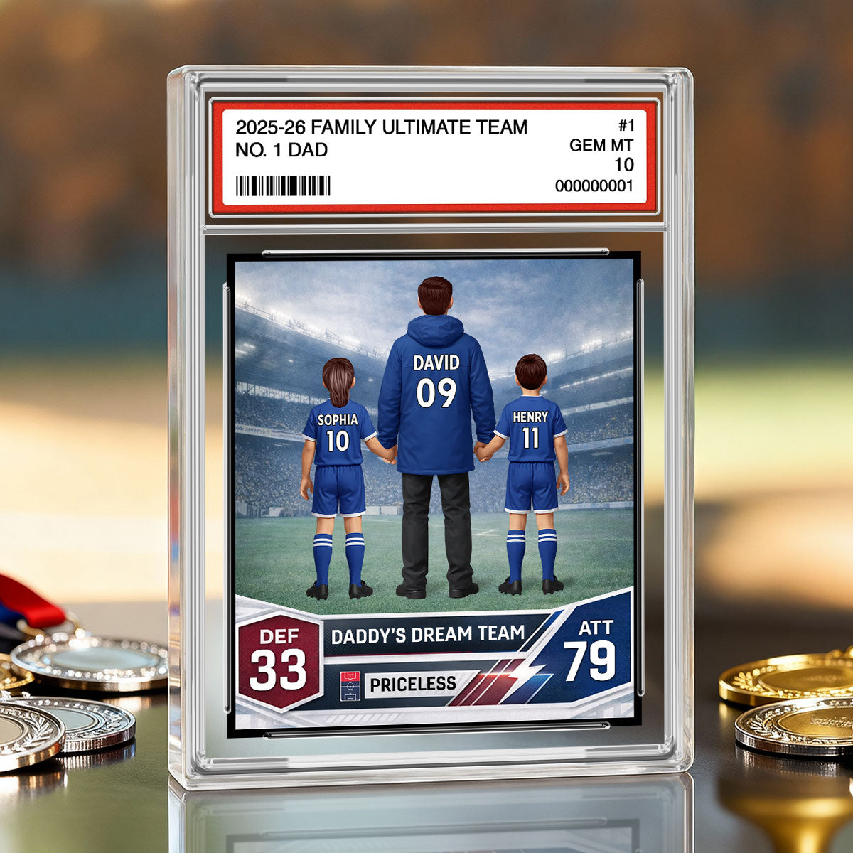 Our Match Of A Lifetime Trading Card - Personalised Acrylic Block Plaque - UK Gift For Football Dad