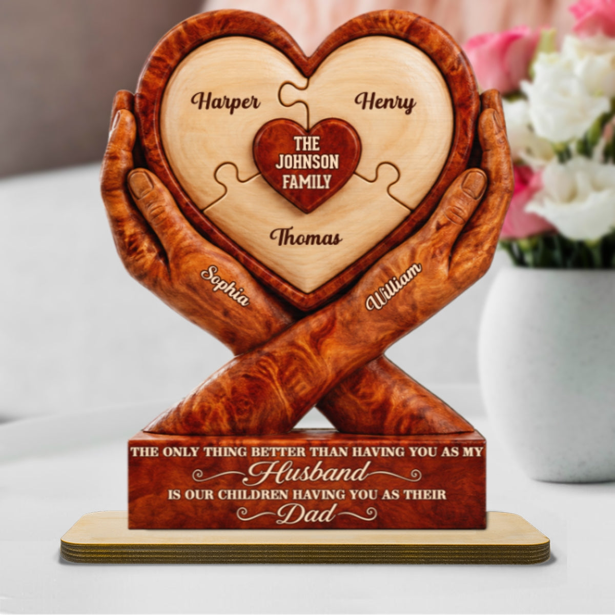 Our Children Having You As Their Dad 2D Flat Printed - Personalized 2-Layered Wooden Plaque - Gift For Husband