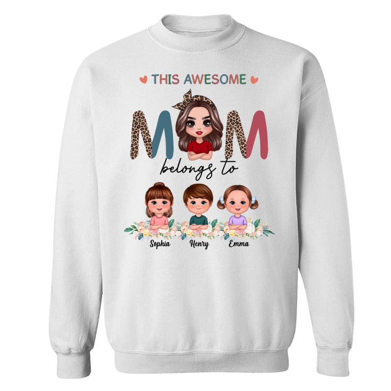 Awesome Mom Belongs To Doll Kids Half Leopard Colorful Personalized Shirt