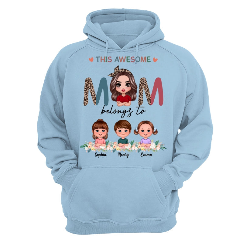 Awesome Mom Belongs To Doll Kids Half Leopard Colorful Personalized Shirt