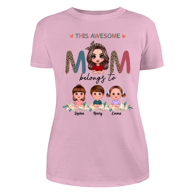 Awesome Mom Belongs To Doll Kids Half Leopard Colorful Personalized Shirt