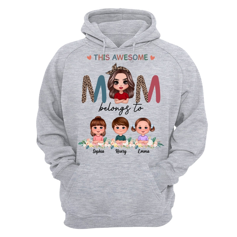 Awesome Mom Belongs To Doll Kids Half Leopard Colorful Personalized Shirt