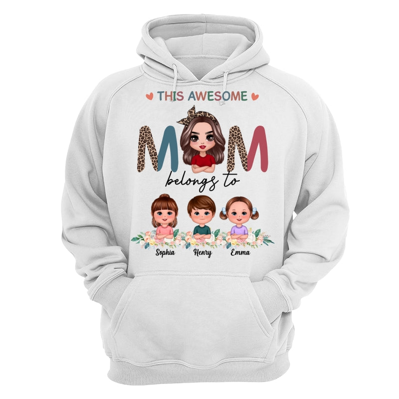 Awesome Mom Belongs To Doll Kids Half Leopard Colorful Personalized Shirt