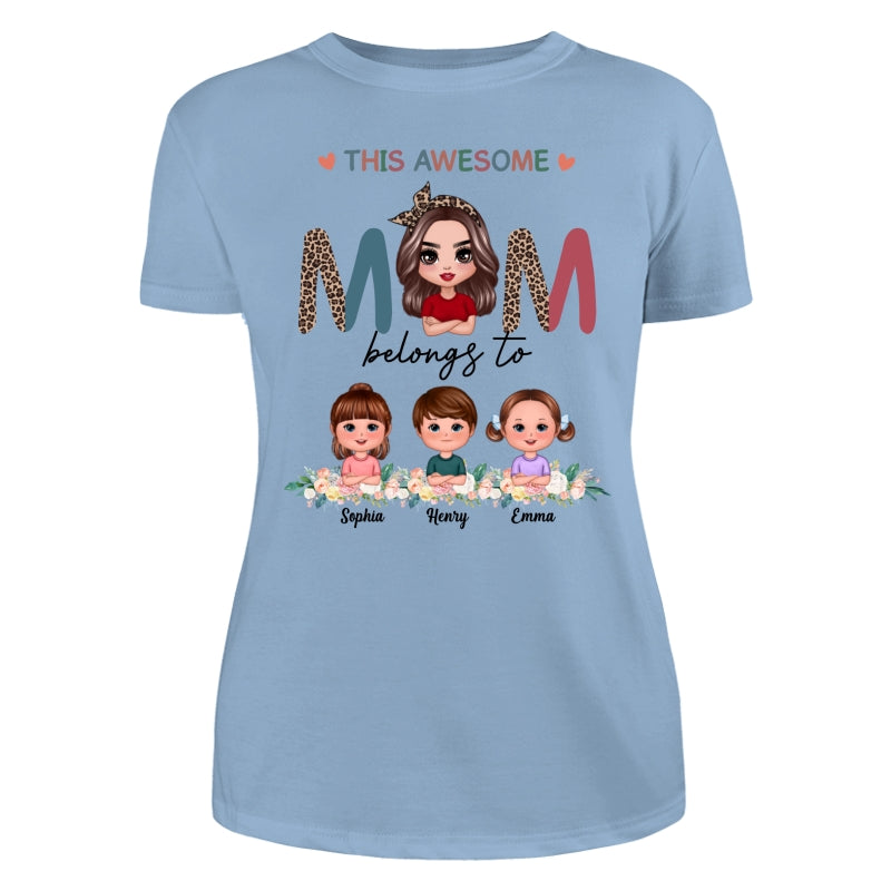 Awesome Mom Belongs To Doll Kids Half Leopard Colorful Personalized Shirt