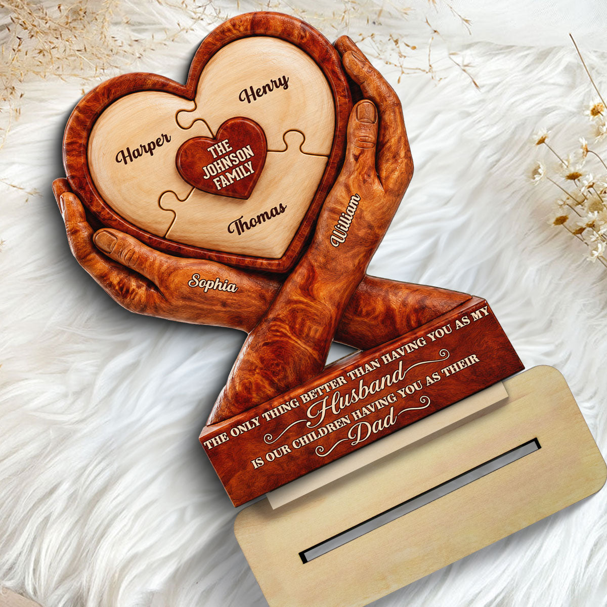 Our Children Having You As Their Dad 2D Flat Printed - Personalized 2-Layered Wooden Plaque - Gift For Husband