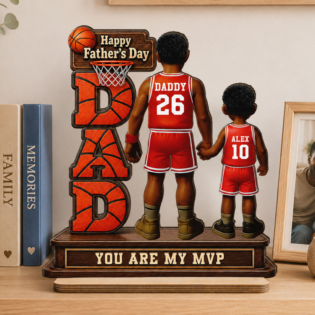 Basketball Dad Legend You Are Our MVP - Personalized 2-Layered Wooden Plaque - Gift For Dad, Husband, Basketball Fans