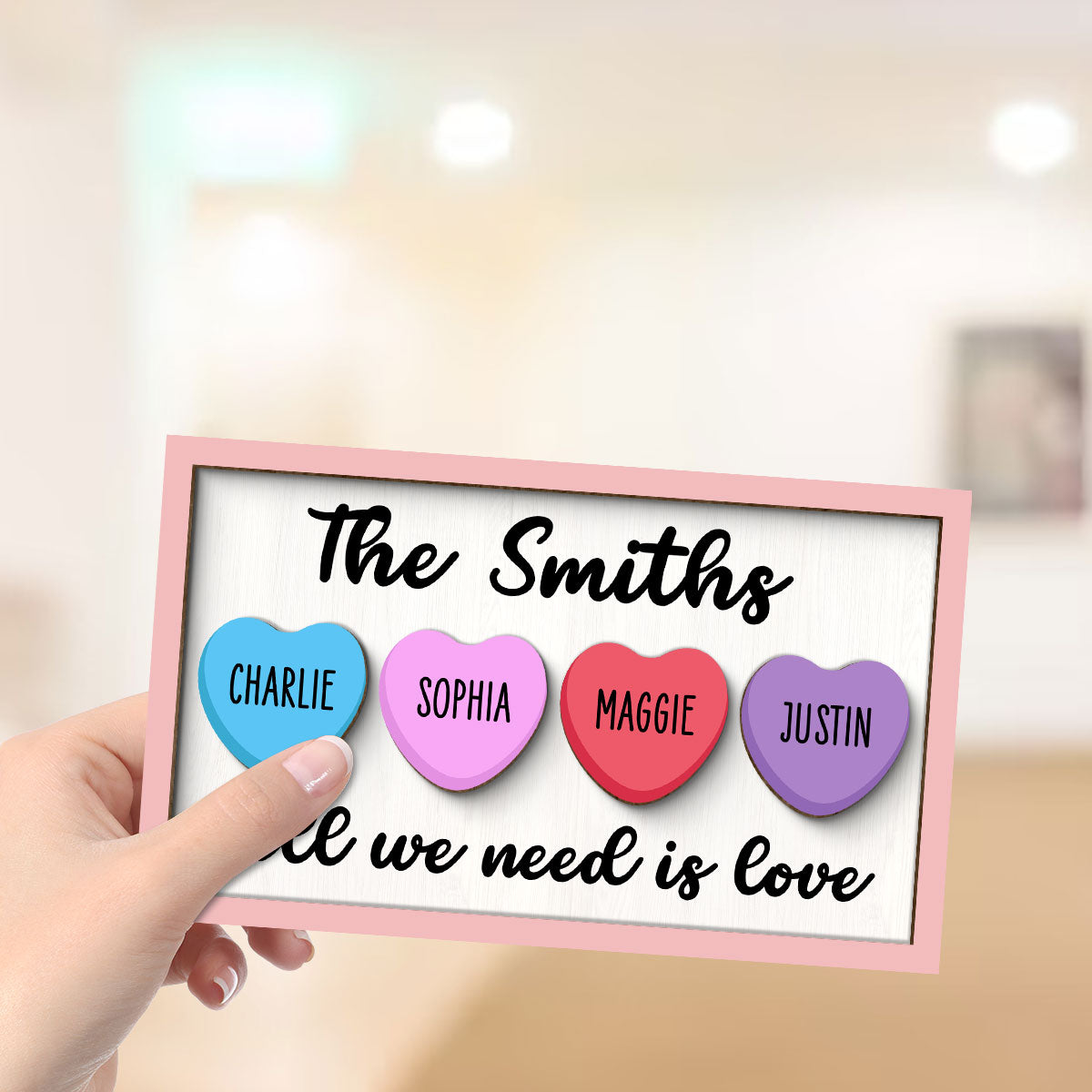 All We Need Is Love Family Decoration Personalized 2-Layer Wooden Plaque