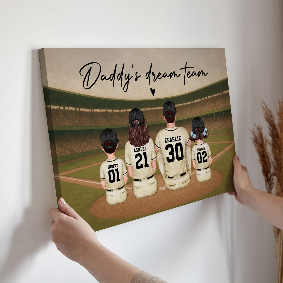 Retro Vintage Baseball Daddy's Dream Team Personalized Wrapped Canvas| Heartfelt Birthday Gift For Dad
