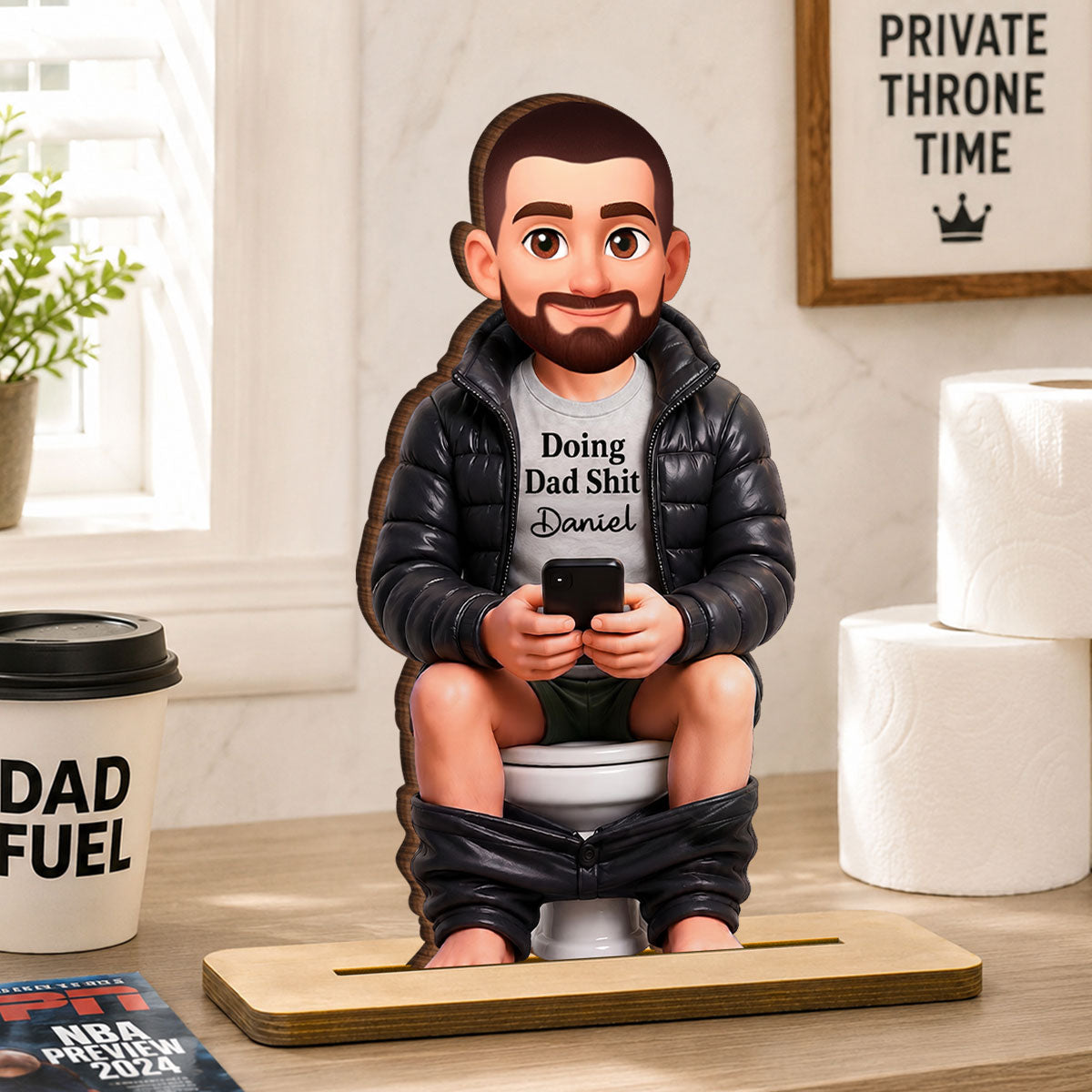 Doing Dad Sh*t Funny - Personalized 2-Layered Wooden Plaque - Funny Gift for Dad, Husband