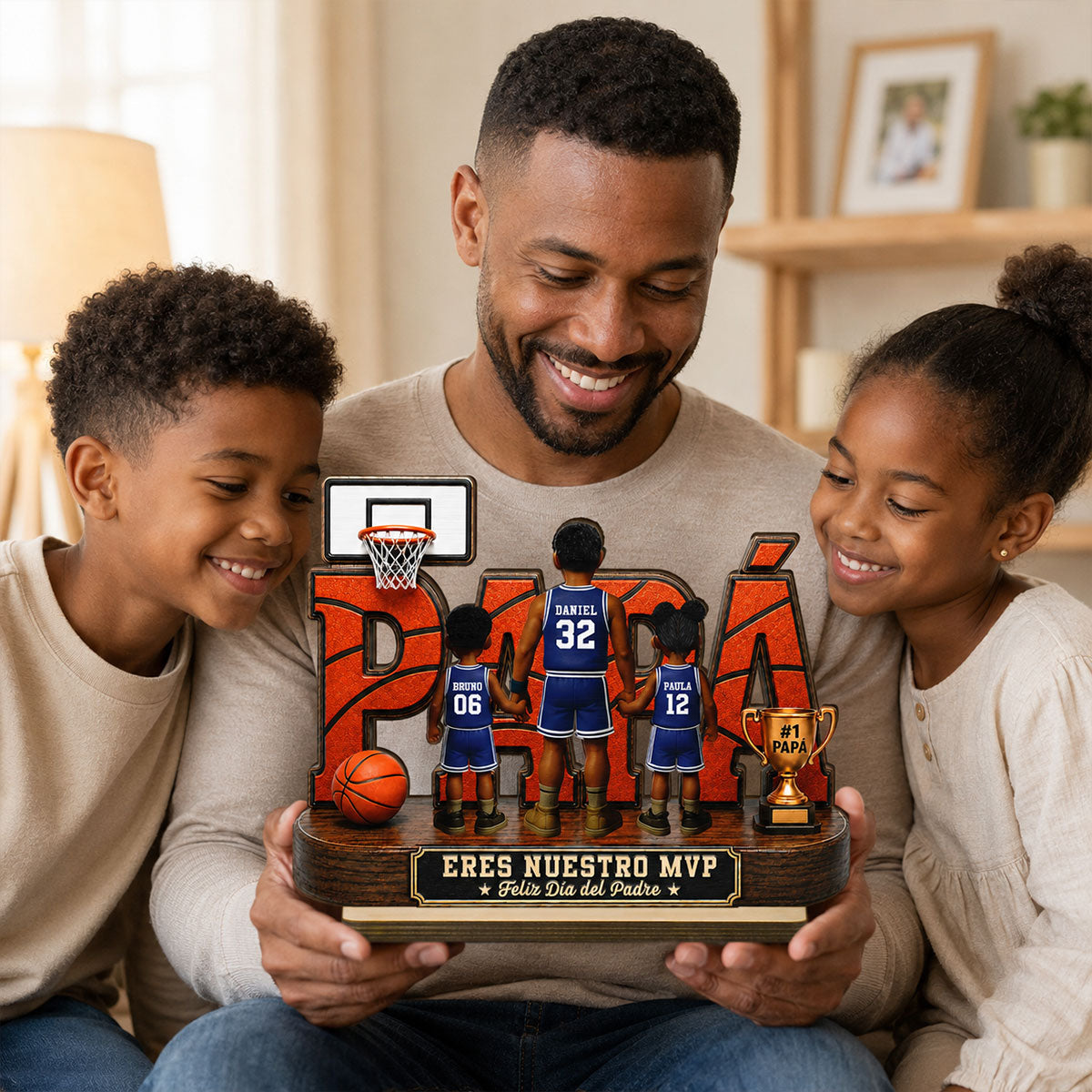 Leyenda Pap Basquetbolista, T Eres Nuestro MVP - Placa de Madera Personalizada de 2 Capas - Regalo del Da del Padre para Pap