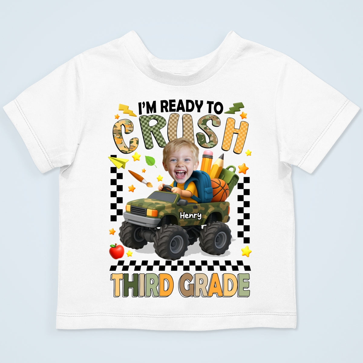 I'm Ready to Crush School Personalized Youth Shirt, Back to School from Pre-K to Fourth Grade for Boys