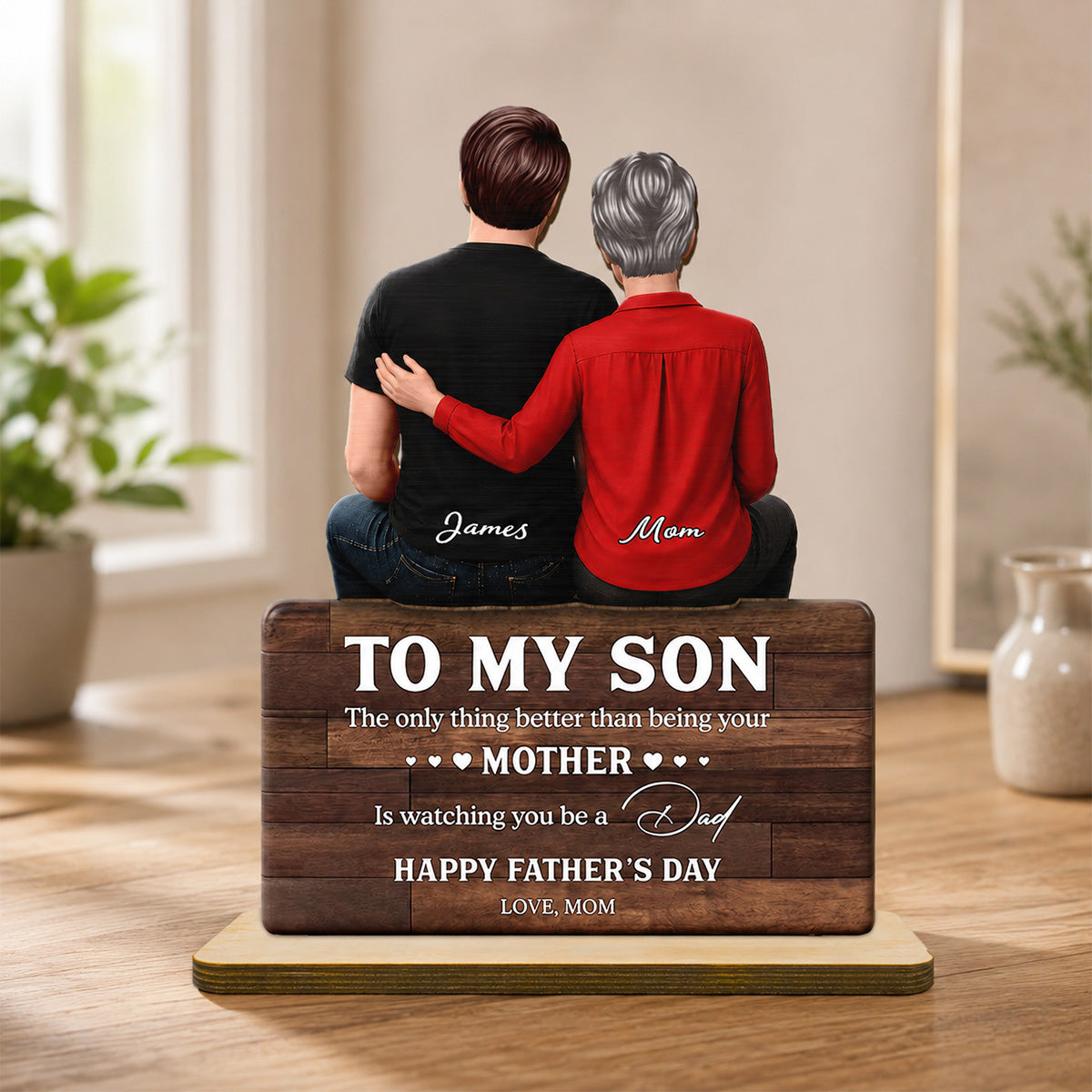To My Son Happy 2D Flat - Personalized Wooden Plaque - Heartfelt Gift For Son