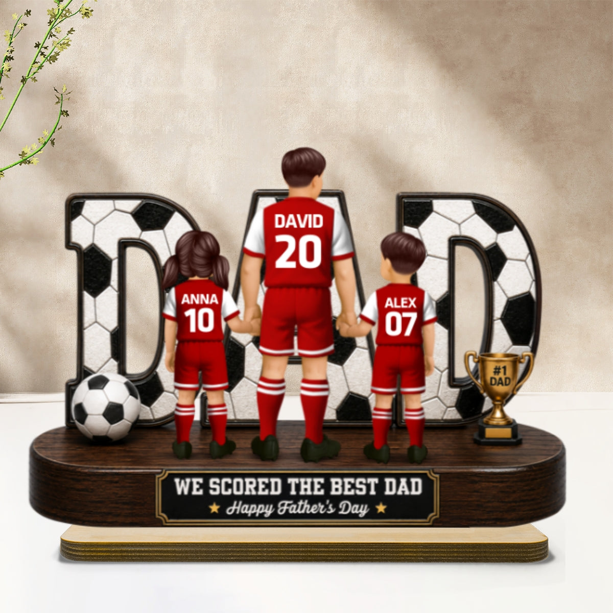 Soccer Dad Legend We Scored The Best Dad Back View - Personalized 2-Layered Wooden Plaque - Gift For Dad, Husband, Soccer Lovers