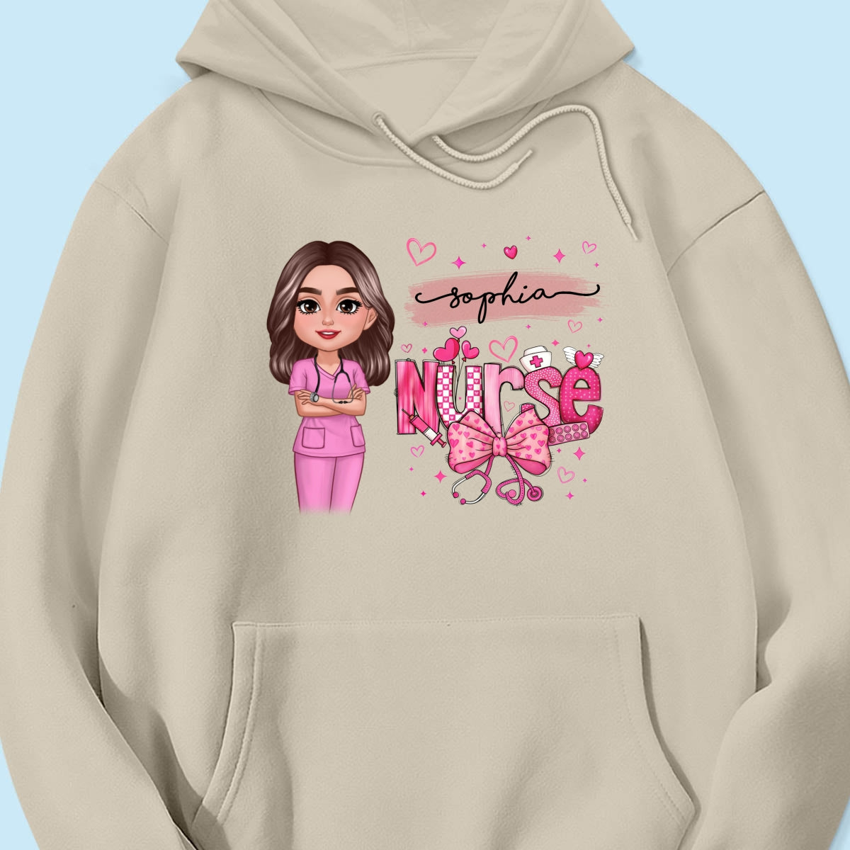 Nurse Pink Coquette Bow Personalized Shirt, Birthday Gift For Nurse Wife Girlfriend Bestie