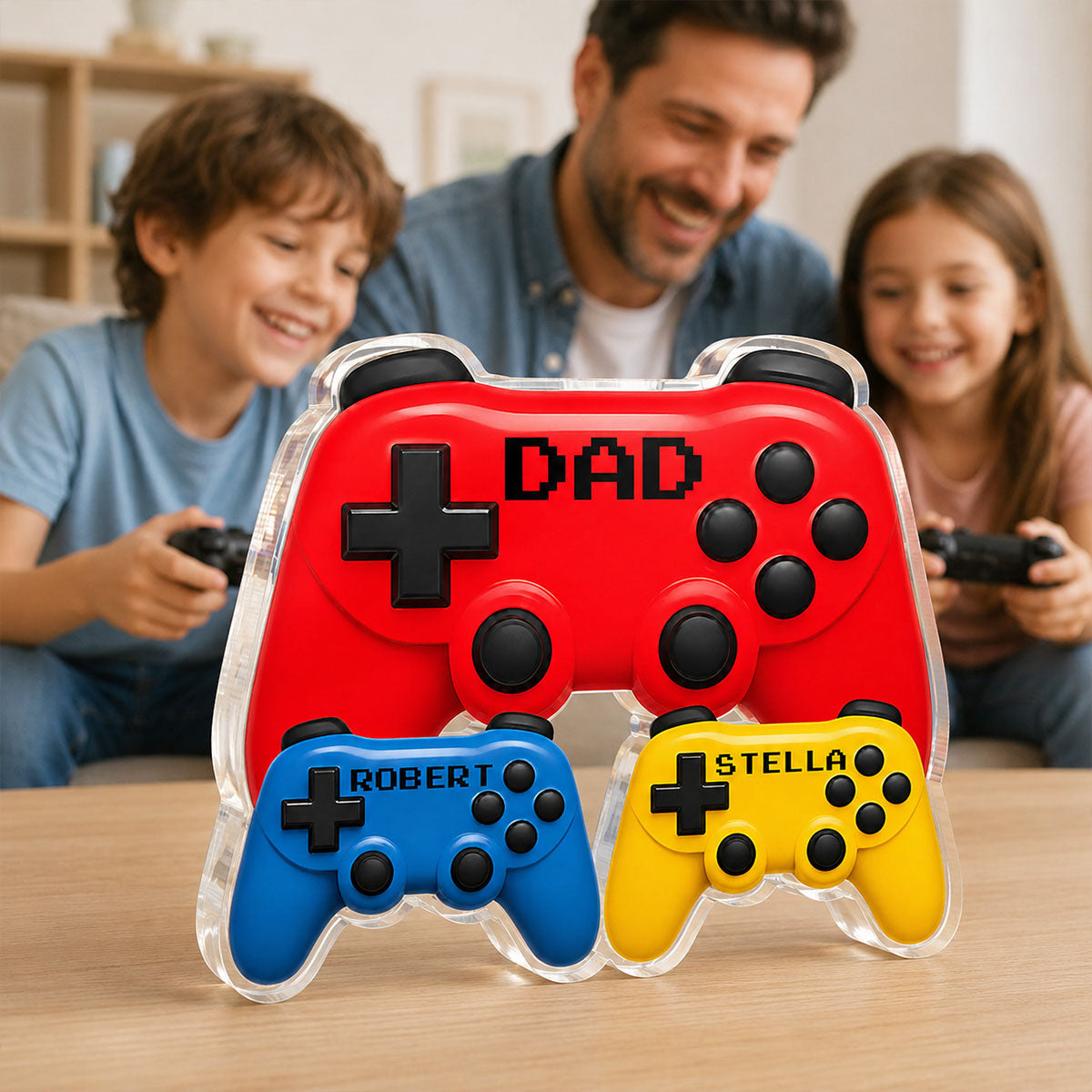 Gamer Dad Controllers - Personalized Acrylic Block Plaque - Gift For Dad, Husband, Gamers