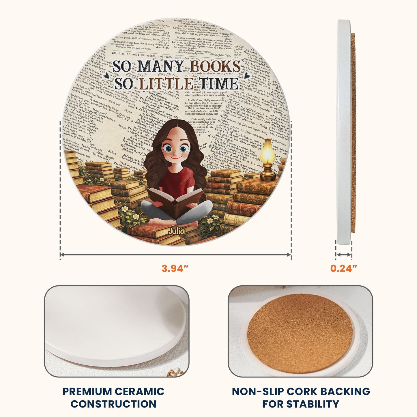 Just A Girl Who Loves Reading Books - For Book Lovers Club - Personalized Coaster