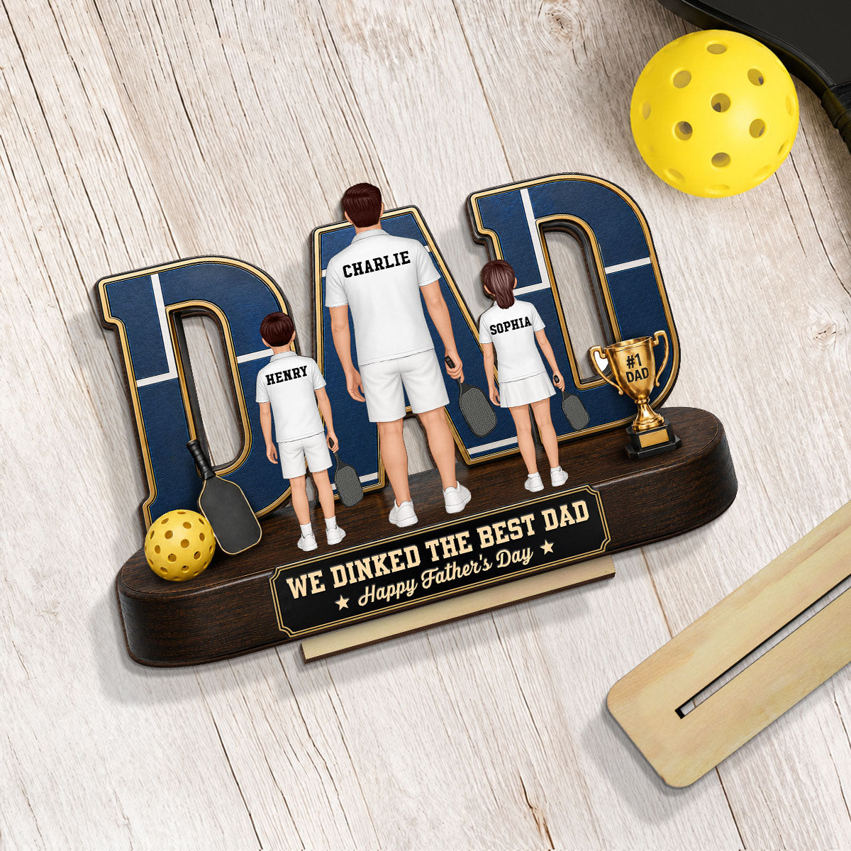Pickleball Dad Legend We Dinked The Best Dad - Personalized 2-Layered Wooden Plaque - Gift For Dad, Husband Pickleball Lovers