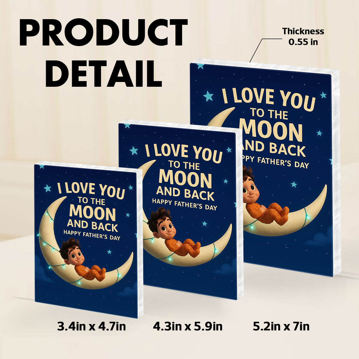 I Love You to the Moon and Back Personalized Acrylic Block Plaque, Gift for Dad
