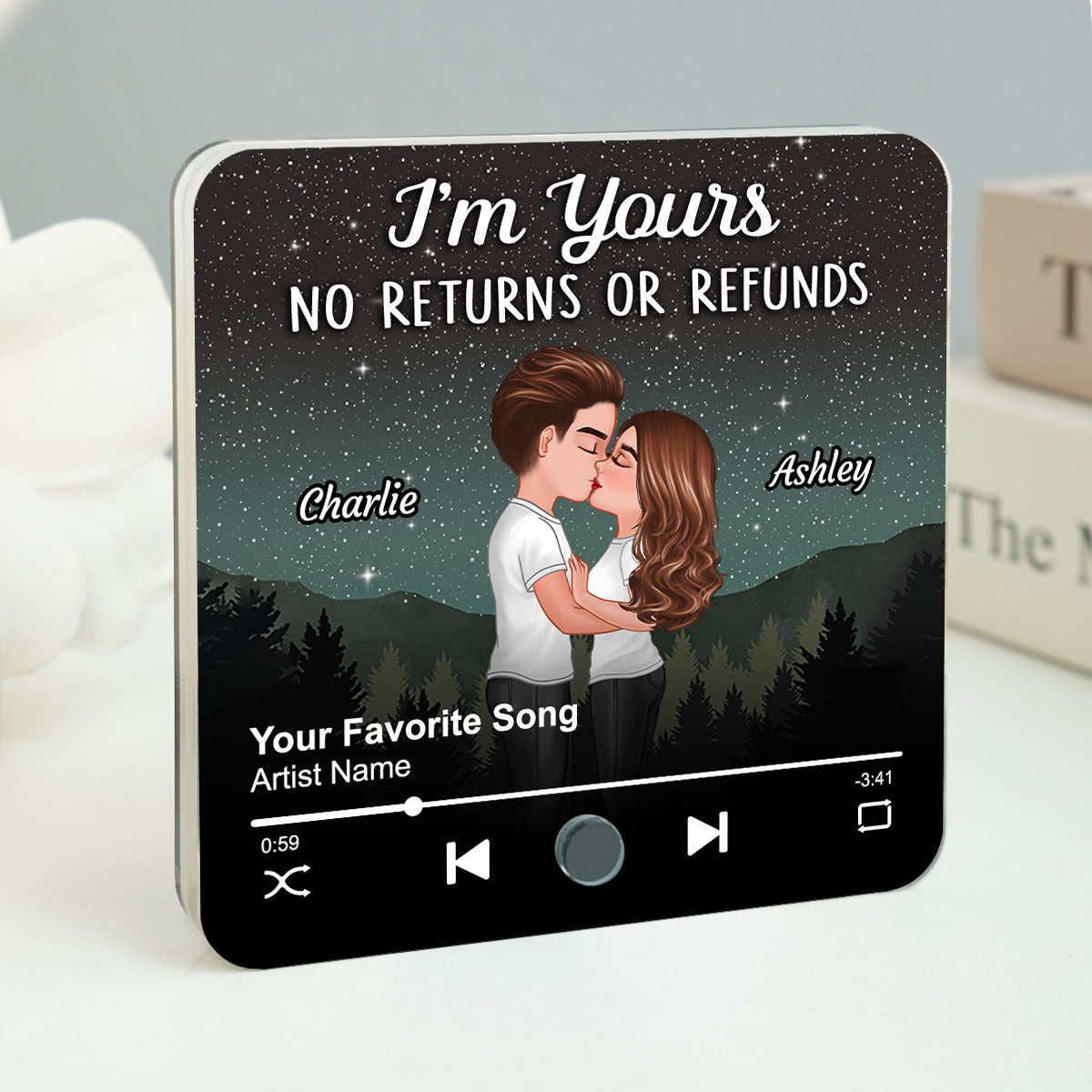 Couple Kissing Under Stars Personalized Music Fridge Magnet, Heartfelt 2025 Gift For Couple, For Him, For Her, Boyfriend, Girlfriend, Husband, Wife