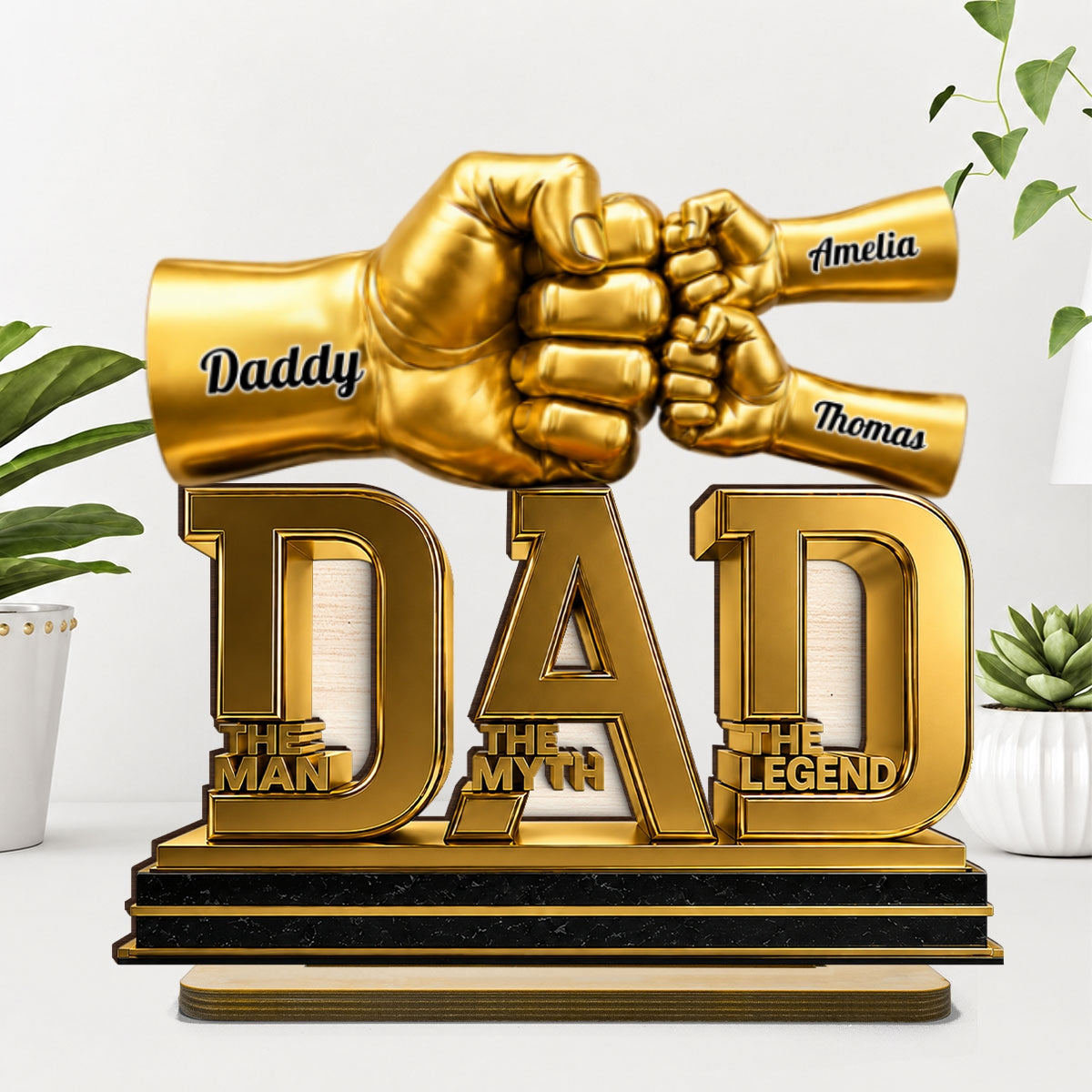 Dad The Man The Myth The Legend - Personalized 2-Layered Wooden Plaque - Gift for Dad, Husband