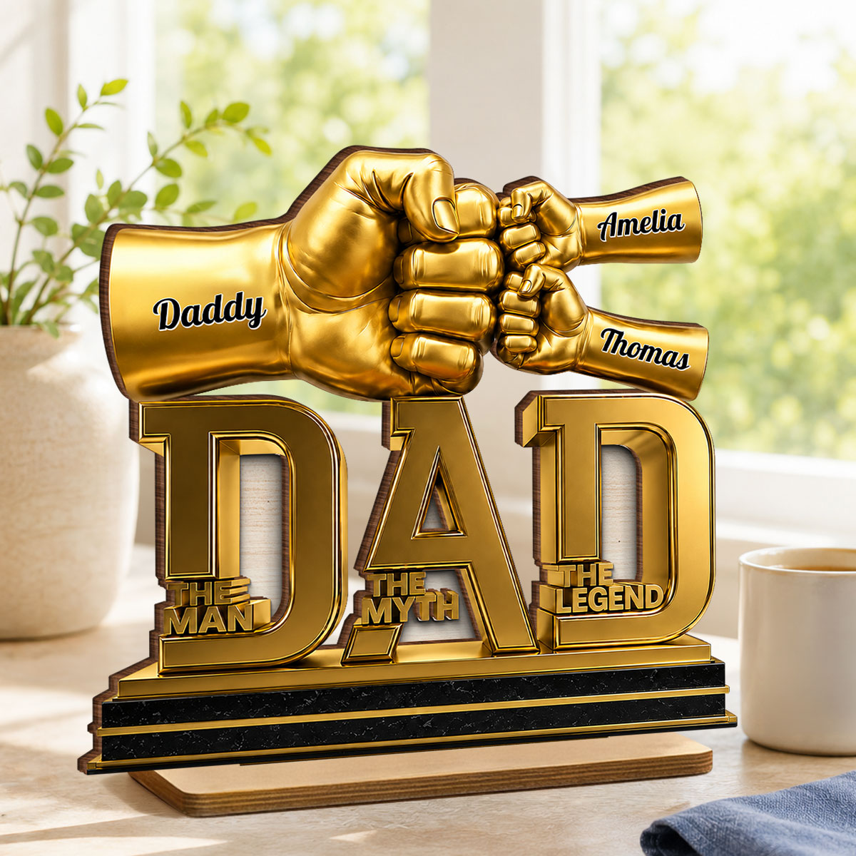 Dad The Man The Myth The Legend - Personalized 2-Layered Wooden Plaque - Gift for Dad, Husband