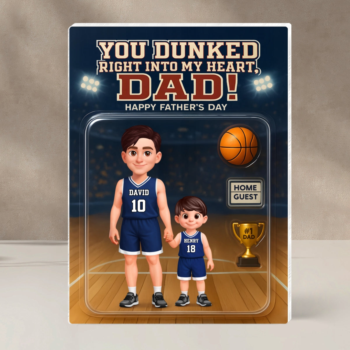 Basketball Dad You Dunked Right Into My Heart - Personalized Acrylic Block Plaque - Gift For Basketball Dad, Husband