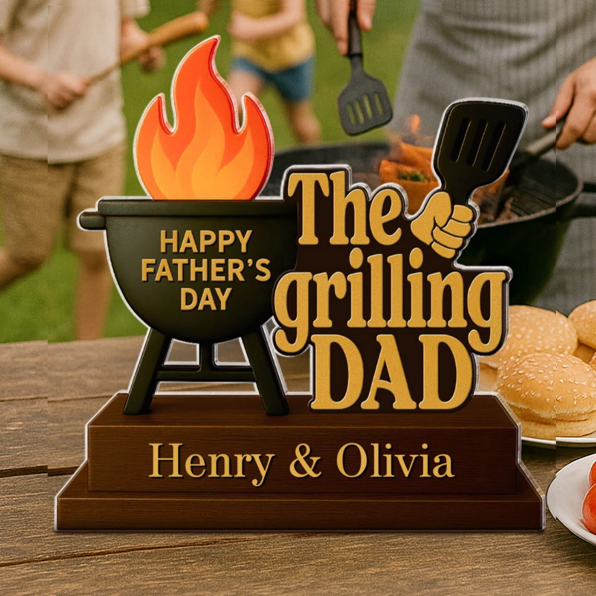The Grillfather Personalized Custom Shape Acrylic Block, Gift For Husband, For Dad