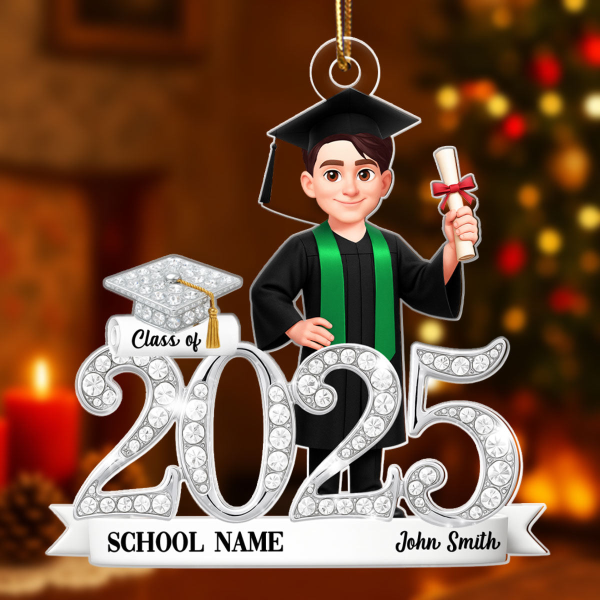 Class Of 2025 2026 3D Shining Effect - Personalized Acrylic Ornament - Christmas Gift for Senior