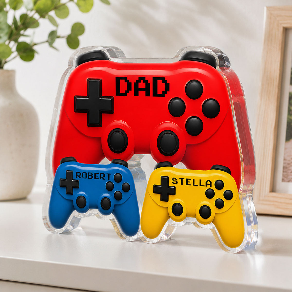 Gamer Dad Controllers - Personalized Acrylic Block Plaque - Gift For Dad, Husband, Gamers