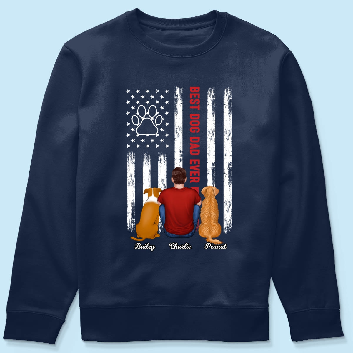 American Best Dog Cat Dad Ever Back View Personalized Shirt