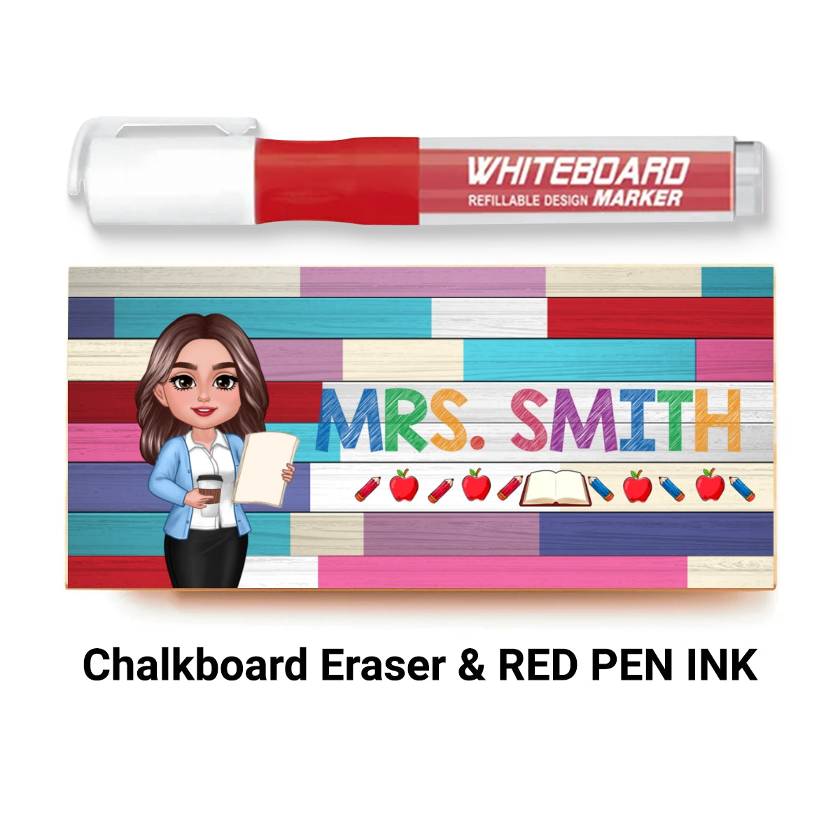 Teacher Colorful Wood Palletes Personalized Chalkboard/Whiteboard Eraser with Marker, Teacher Appreciation Gift, Back To School Gift