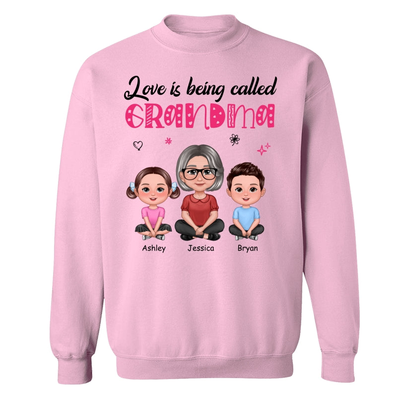 Pretty Doll Grandma Grandkids Love Is Being Called Mom Grandma Personalized Shirt