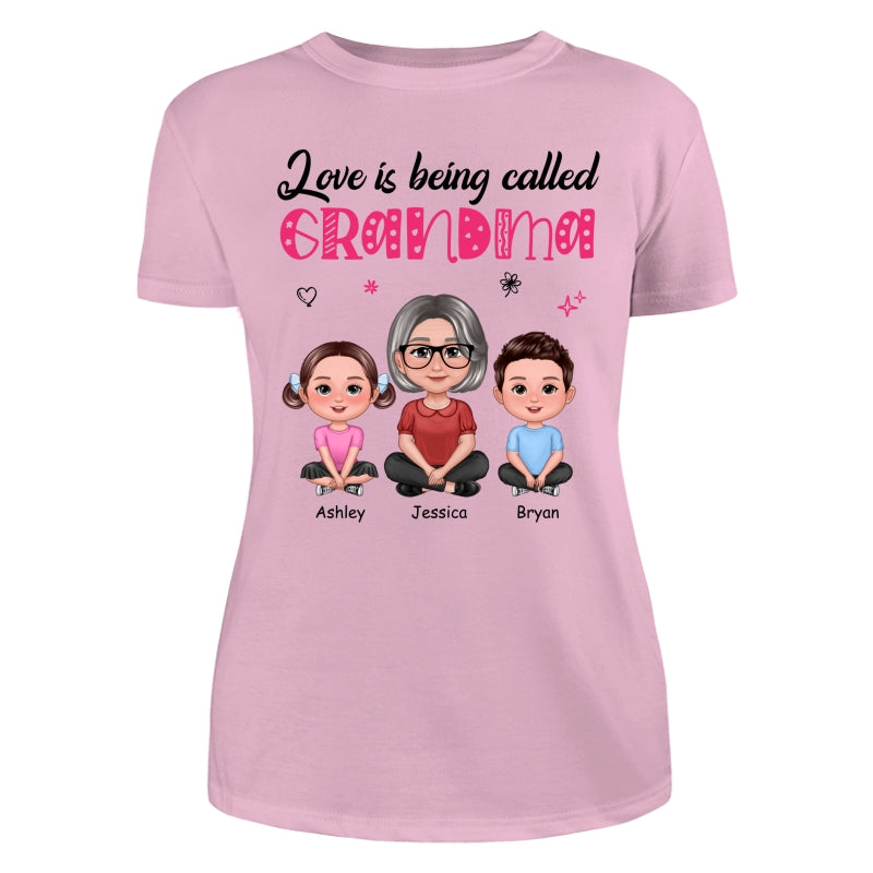Pretty Doll Grandma Grandkids Love Is Being Called Mom Grandma Personalized Shirt