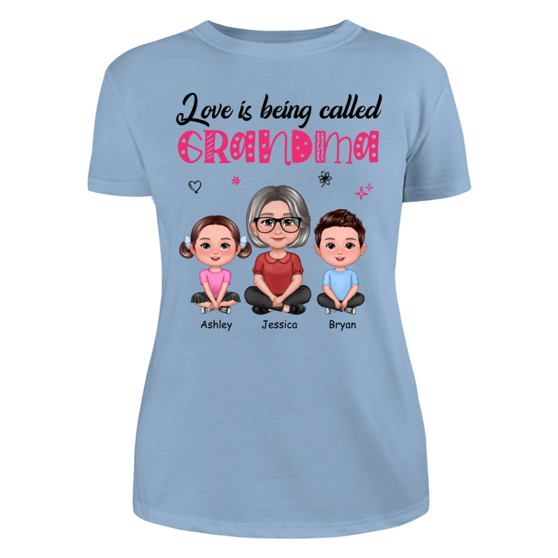 Pretty Doll Grandma Grandkids Love Is Being Called Mom Grandma Personalized Shirt