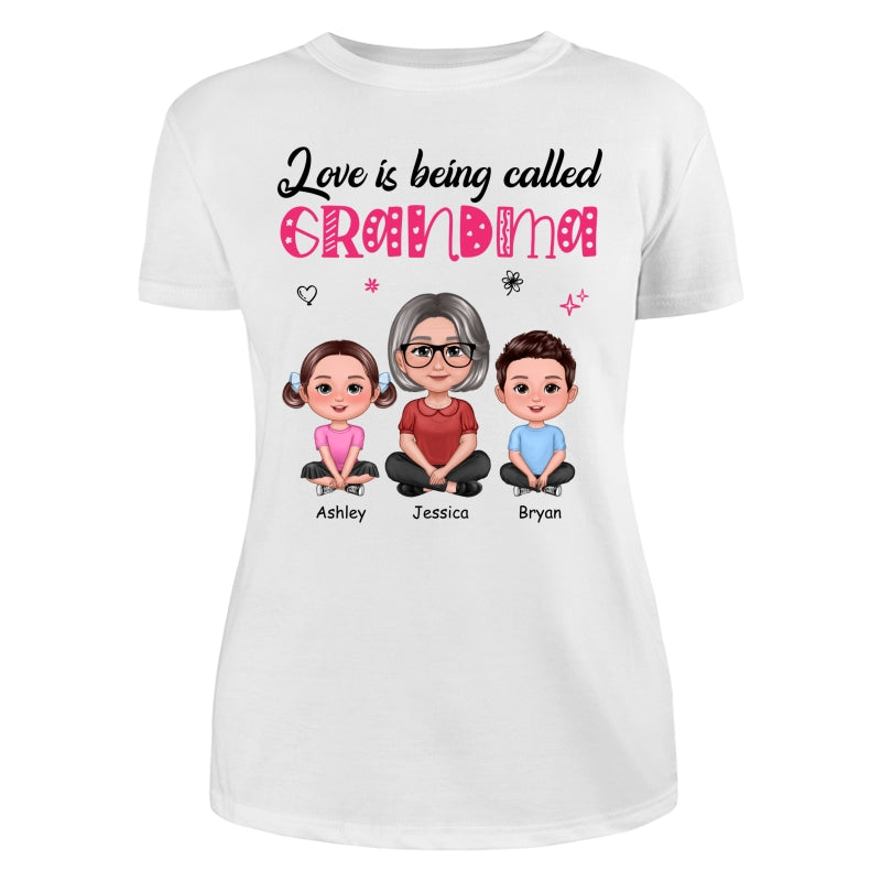 Pretty Doll Grandma Grandkids Love Is Being Called Mom Grandma Personalized Shirt