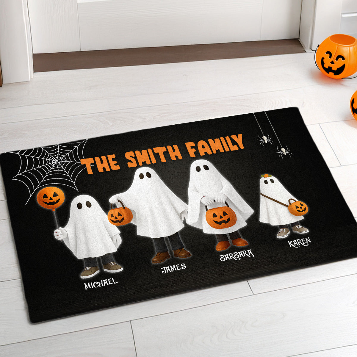 3D Effect Halloween Cute Funny Boo Family Personalized Doormat