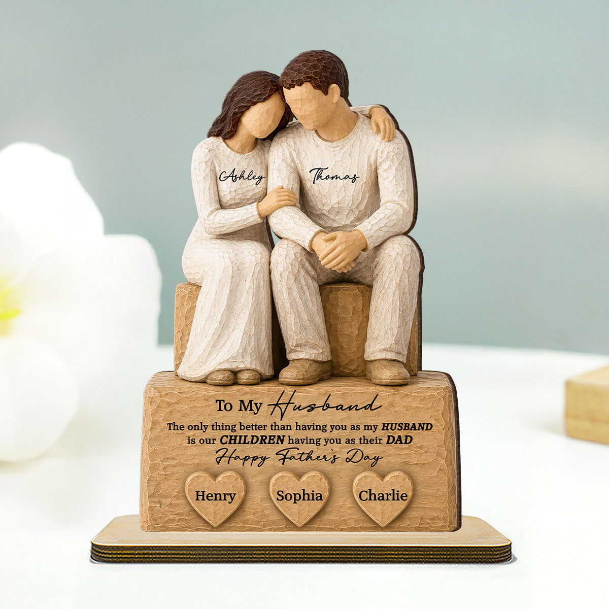 Sentimental Rustic To My Husband The Only Thing - Personalized 2-Layered Wooden Plaque - Heartfelt Gift For Husband, Dad