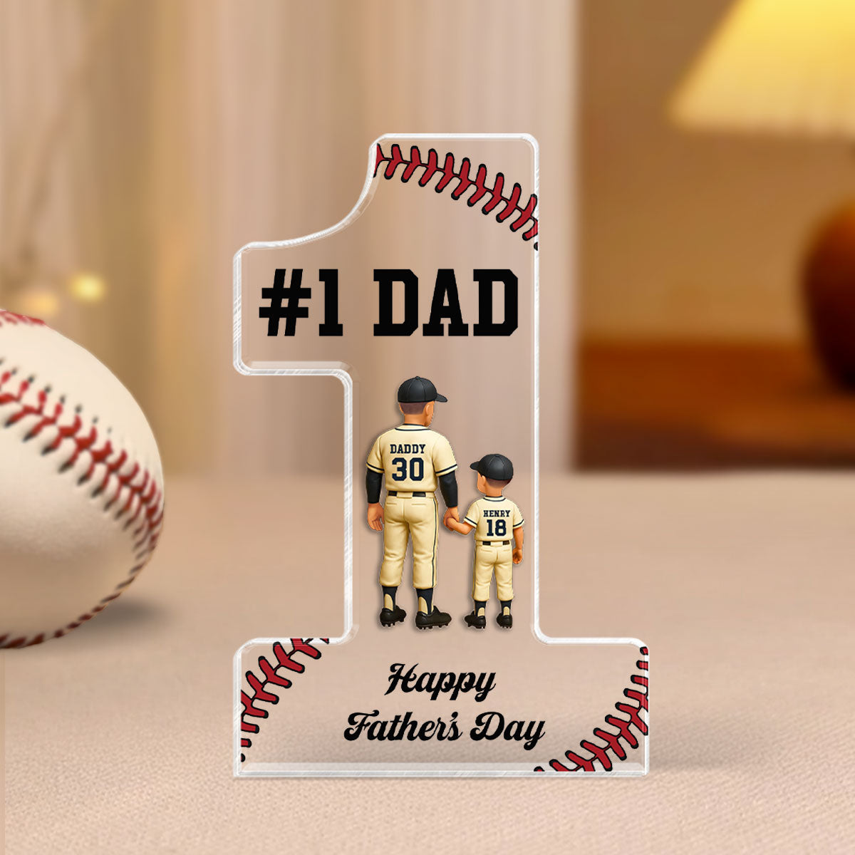 No 1 Baseball Dad Personalized Acrylic Block, Gift for Dad, Gift for Husband
