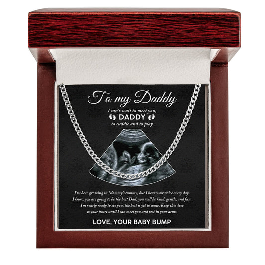 Father's Day Gifts, Keep This Close To Your Heart Until I Can Meet You - Personalized Photo Men's Cuban Link Chain