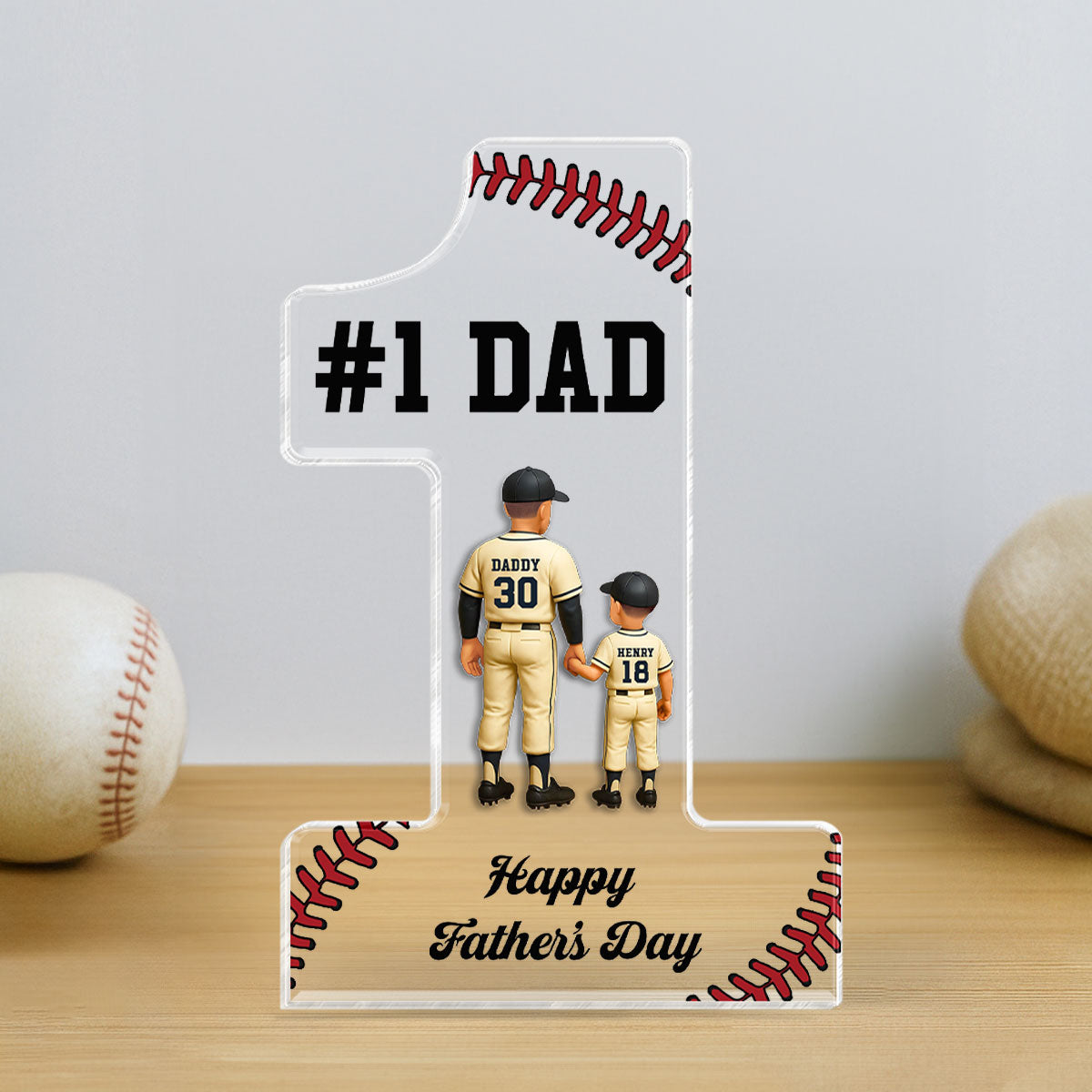 No 1 Baseball Dad Personalized Acrylic Block, Gift for Dad, Gift for Husband