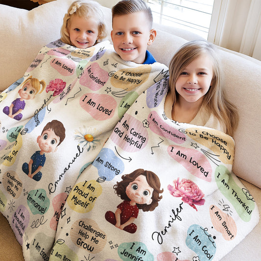 Kid Birth Flower Affirmation - Personalized Blanket