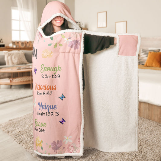 Kid Birth Flower God Says I Am - Personalized Wearable Blanket Hoodie