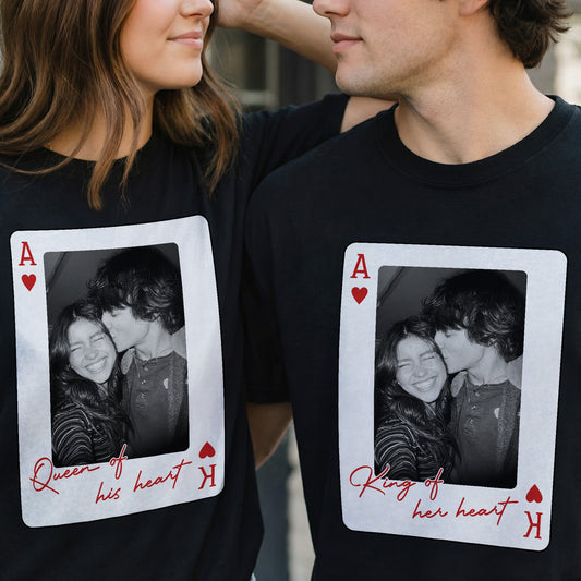 King And Queen Custom Vintage Couples Photo Matching - Personalized Photo Couple Matching Comfort Tee